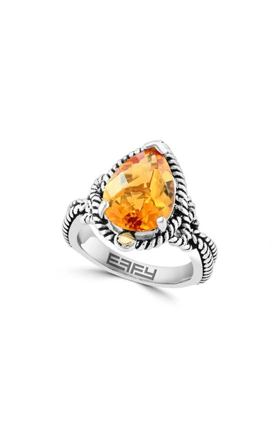 Effy Sterling Silver & 18k Yellow Gold Citrine Ring In Orange