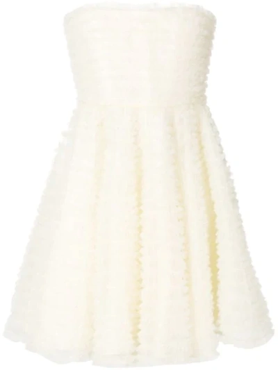 Dsquared2 Strapless Micro-frilled Dress In Yellow