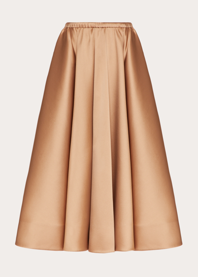 Valentino Faille Midi Skirt Woman Chestnut Cream 42 In Pink