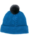 N•peal Bobble Beanie Hat In Blue
