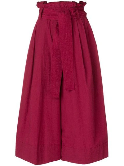 Forte Forte Belted Wide Leg Culottes In Red