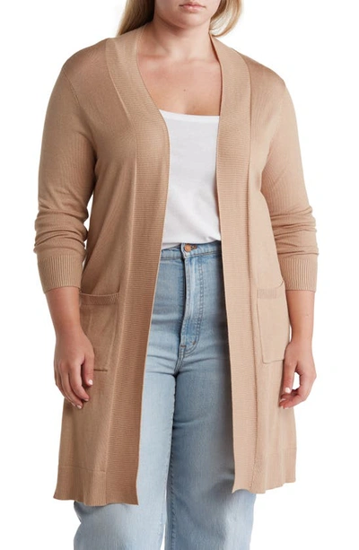 By Design Long Tunic Length Cardigan In Camel