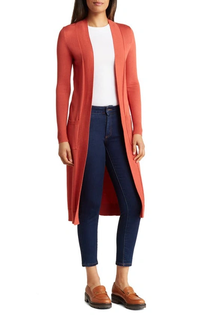 By Design Tribec Knee Length Cardigan In Hot Sauce