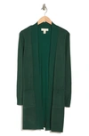 By Design Hudson Mid Thigh Lightweight Cardigan In Hunter Green