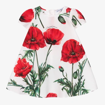 Dolce & Gabbana Babies' Girls White Poplin Poppy Dress