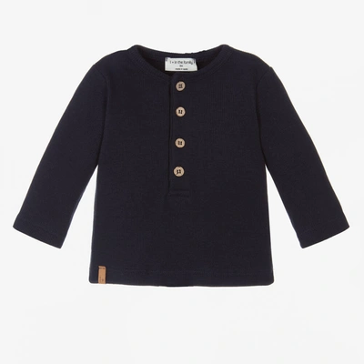 1+ In The Family Babies' Navy Blue Long Sleeve Cotton Top