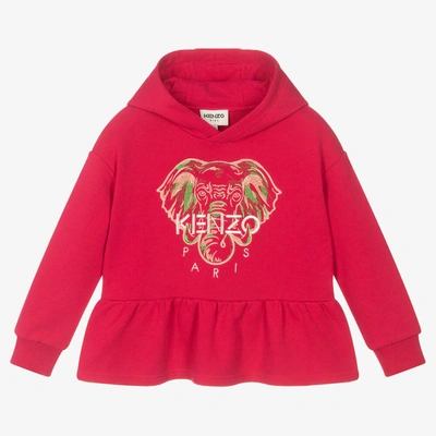 Kenzo Babies' Girls Pink Elephant Hooded Sweatshirt