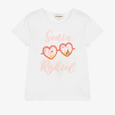 Sonia Rykiel Paris Babies' Girls White Cotton Logo T-shirt