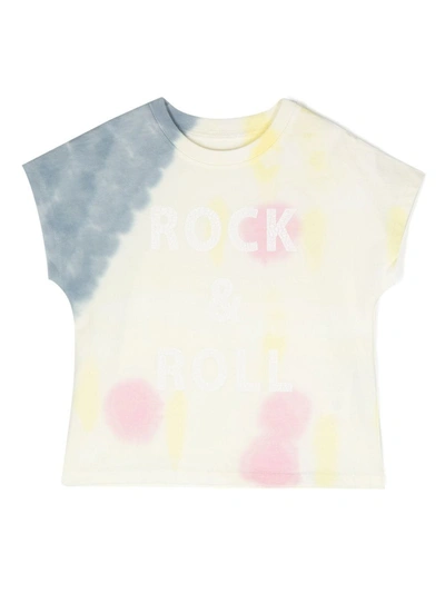 Zadig & Voltaire Kids' Girls Yellow Cotton Tie-dye T-shirt In Bianco Crema