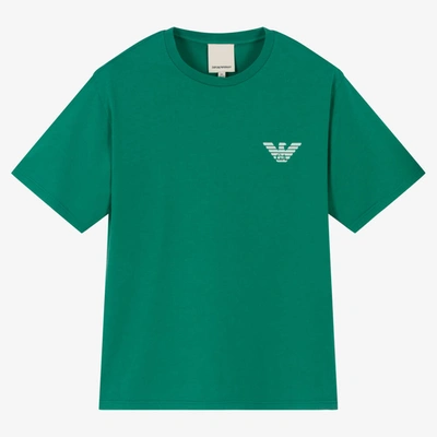 Emporio Armani Kids' Boys Green Cotton Logo T-shirt