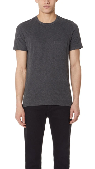 Theory Essential Pocket Tee In Dark Charcoal Melange