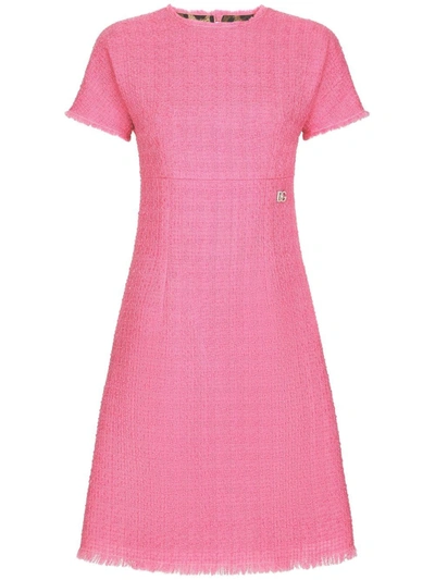 Dolce & Gabbana Tweed Midi Dress In Pink & Purple