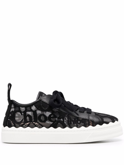 Chloé Lauren Lace Sneakers In Black