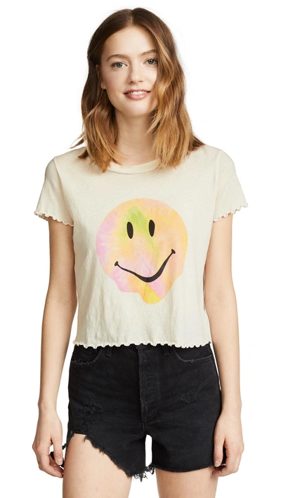 Wildfox Psychedelic Smiley Tee In Clean White