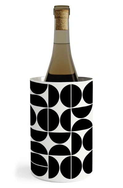 Deny Designs The Old Art Sudio Mid Century Wine Chiller In Black-white