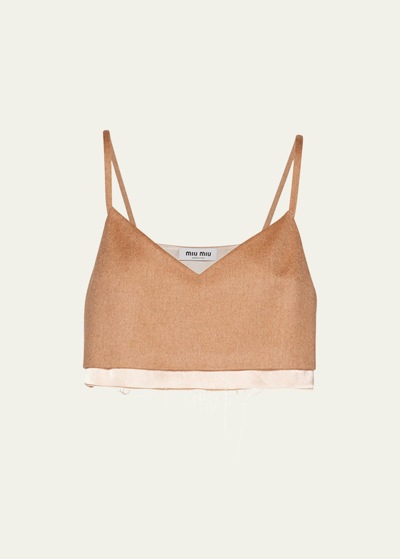 Miu Miu Camel Top In Nude & Neutrals