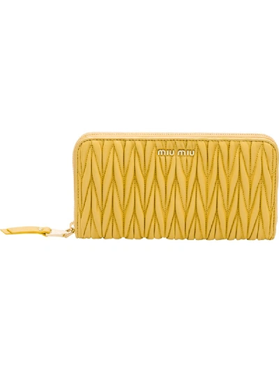 Miu Miu Matelassé Wallet - Yellow