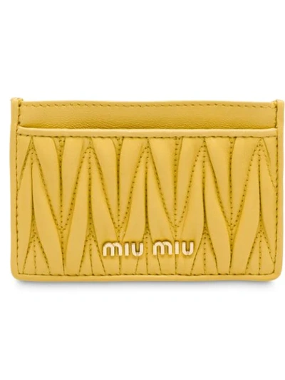 Miu Miu Matelassé Card Holder In F0f06 Yellow