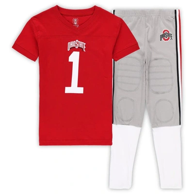 Wes & Willy Kids' Youth  Scarlet/gray Ohio State Buckeyes Team Football Pyjama Set