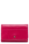 Hobo Jill Leather Trifold Wallet In Fuchsia