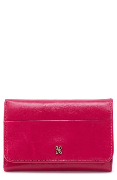 Hobo Jill Leather Trifold Wallet In Fuchsia