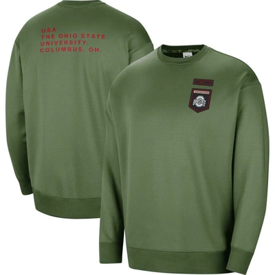 Nike Olive Ohio State Buckeyes Military Collection All-time Performance Crew Pullover Sweatshirt