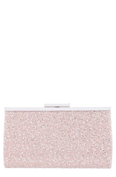 Nina Glitter Lace Frame Clutch In Pearl Rose