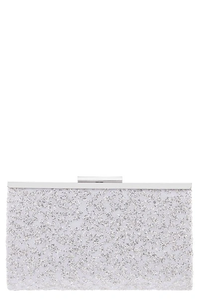 Nina Glitter Lace Frame Clutch In Silver