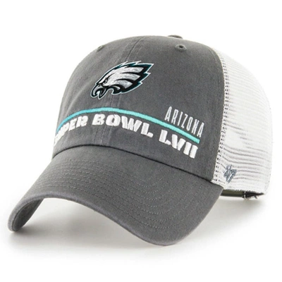 47 '  Charcoal Philadelphia Eagles Super Bowl Lvii Mesa Trucker Clean Up Adjustable Hat