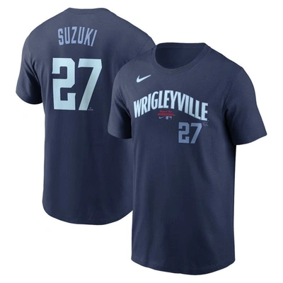 Nike Men's  Seiya Suzuki Navy Chicago Cubs City Connect Name And Number T-shirt