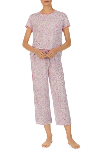 Lauren Ralph Lauren Floral Print Cotton Blend Capri Pajamas In Pink Floral Multi