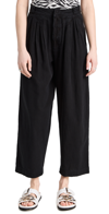 Free People Lotta Love Pleated Wide Leg Cotton Pants In Black