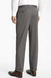 Canali Wool Flat Front Trousers In Grey