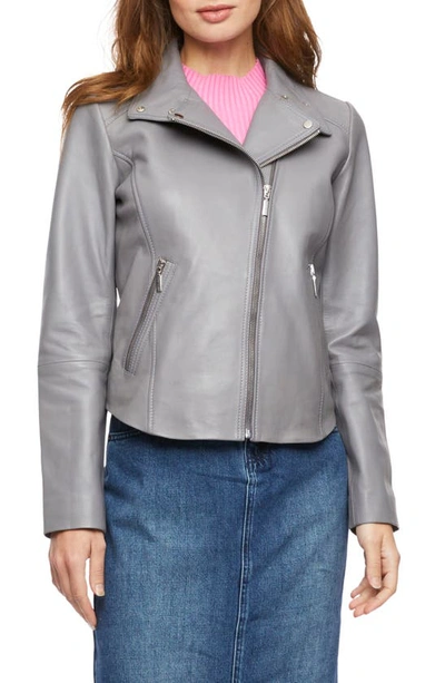 Bernardo Leather Moto Jacket In City Shadow