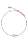 Ted Baker Hansa Crystal Heart Bracelet In Rose Gold Tone Clear Crystal