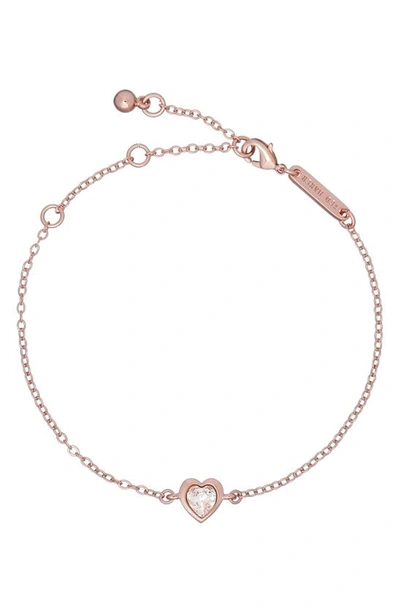 Ted Baker Hansa Crystal Heart Bracelet In Rose Gold Tone Clear Crystal