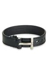 Tom Ford Hollywood Leather Bracelet In Black / Silver