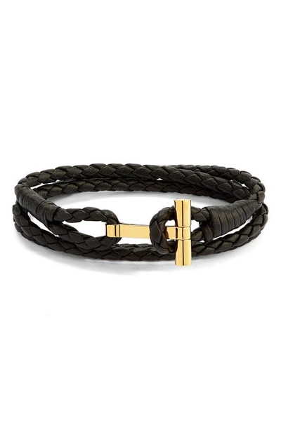 Tom Ford Scoubidou Braided Leather Bracelet In Dark_brown_gold