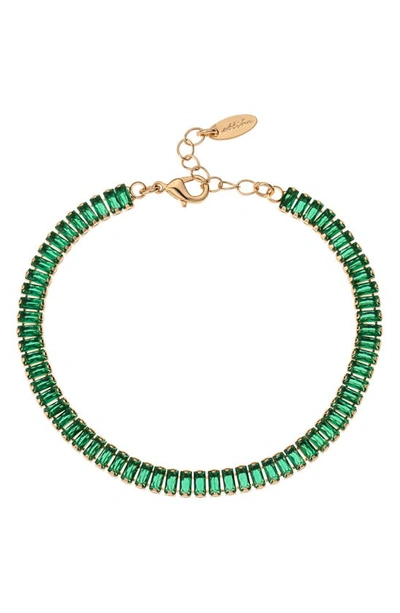 Ettika Crystal Baguette Chain Anklet In Green