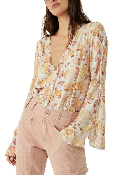 Free People Everything's Rosy Bodysuit In Tea Combo