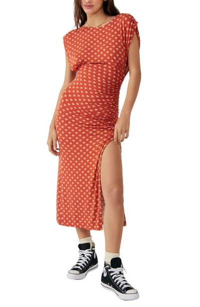 Free People Lakeside Print Midi Dress In Orange