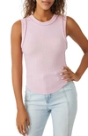 Free People Kate Rib Stretch Cotton Tank In Bleached Mauve