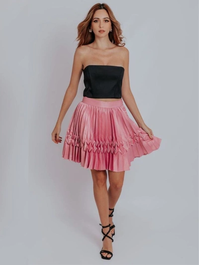 Akalia Audrey Knife Pleat Skirt In Pink
