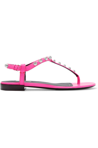 Balenciaga Giant Studded Leather Sandals In Rose Fluo | ModeSens
