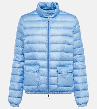 Moncler Lans Short Down Jacket In Blu
