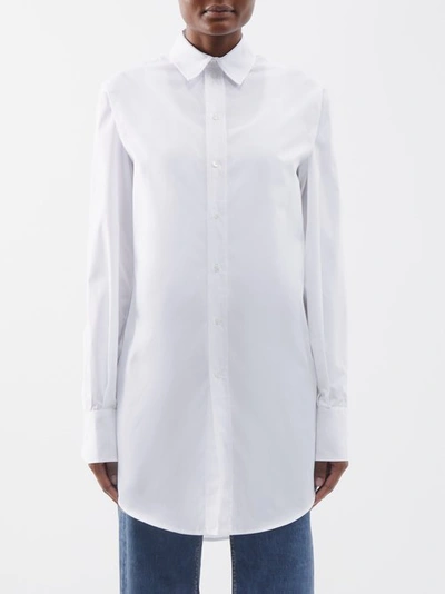Sa Su Phi Marcella Longline Cotton-poplin Shirt In White
