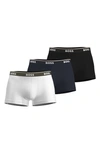 Hugo Boss Men's Three-pack Of Stretch-cotton Trunks With Logo Waistbands In Assorted Light