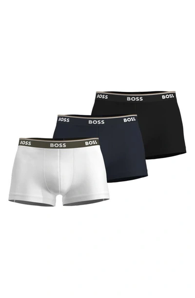 Hugo Boss Men's Three-pack Of Stretch-cotton Trunks With Logo Waistbands In Open Misc