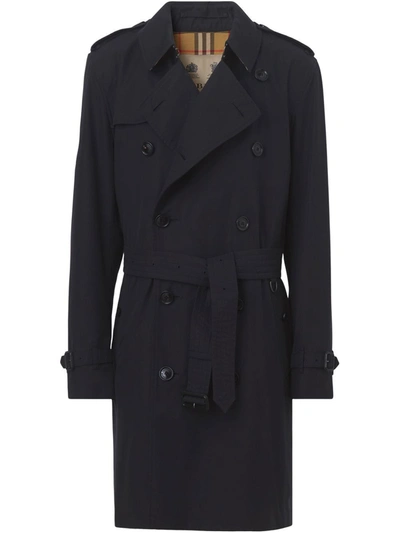 Burberry Kensington Cotton Trench Coat In Blue