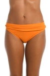 La Blanca Island Goddess Shirred Bikini Bottom In Tangerine